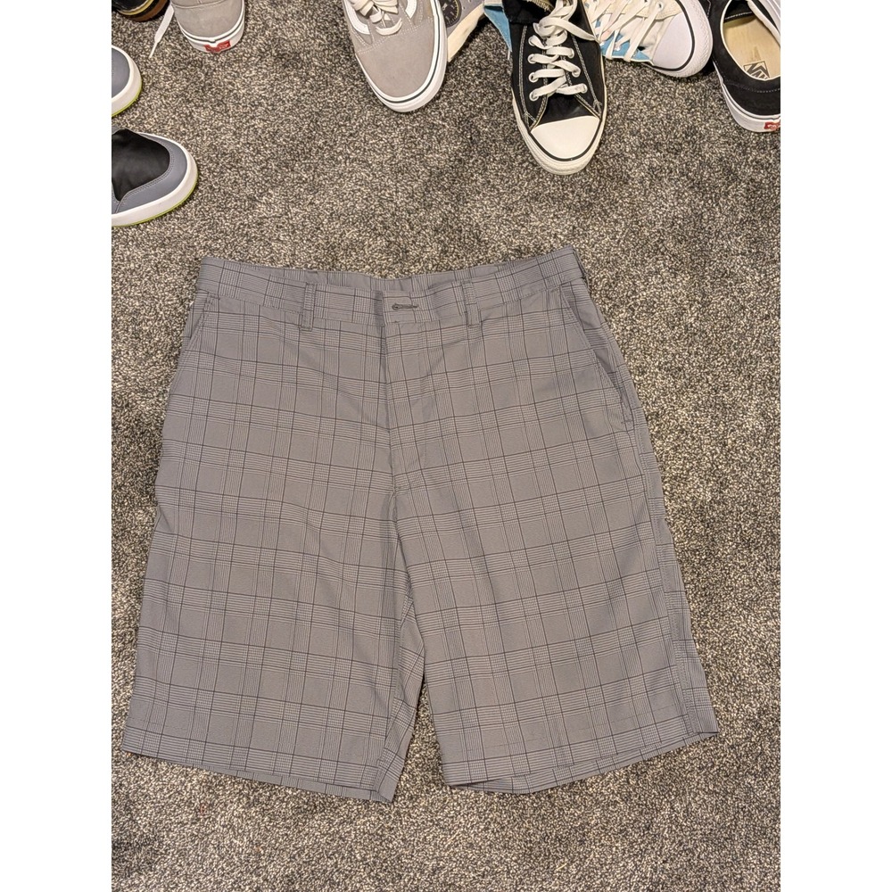 PGA Tour Mens Grey Glen Plaid Golf Shorts Size 34 Performance Stretch Flat Front